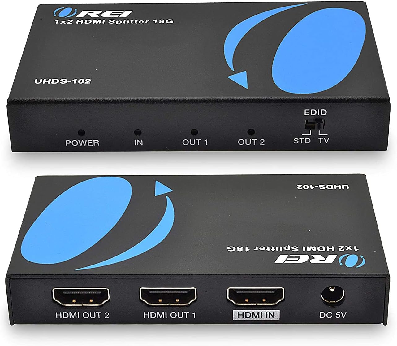 4K 1 x 2 HDMI Splitter by OREI, UltraHD 1 in 2 Out 2 Port 4K@60hz 4:4:4 8-bit - HDMI 2.0, HDCP 2.2, 18 Gbps - Supports 3D - Duplicate/Mirror Screens - UHDS-102: Electronics