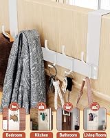 MOXTOYU 12 Hook Over Door Hanger Stainless Steel White Clothes Coat Towel Bag view 3