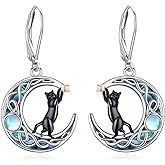 LOOVE Tree of Life/Cat/Turtle/Butterfly/Flower/Celtic/Turquoise/Moonstone Dangle Earrings for Women Sterling Silver Cute Animals Drop Earrings Jewelry Gifts