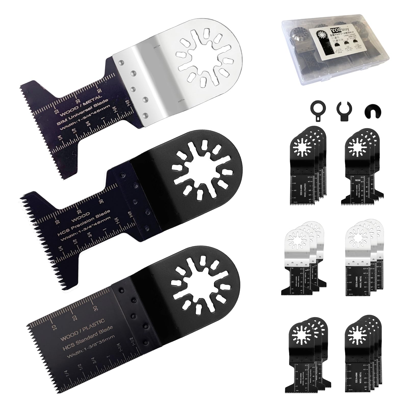 YOIbuy Paquete combinado de 20 cuchillas oscilantes para herramientas con 3 tipos de herramientas para madera y metal blando compatible con herramientas Star-Lock
