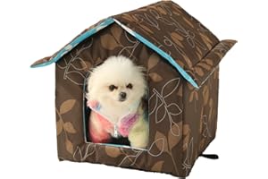 VARMTOR Outdoor Cat House, Feral Cat House with Transparent Curtain, Stray Cats Shelter (Shabby Chic, Medium-Houses)