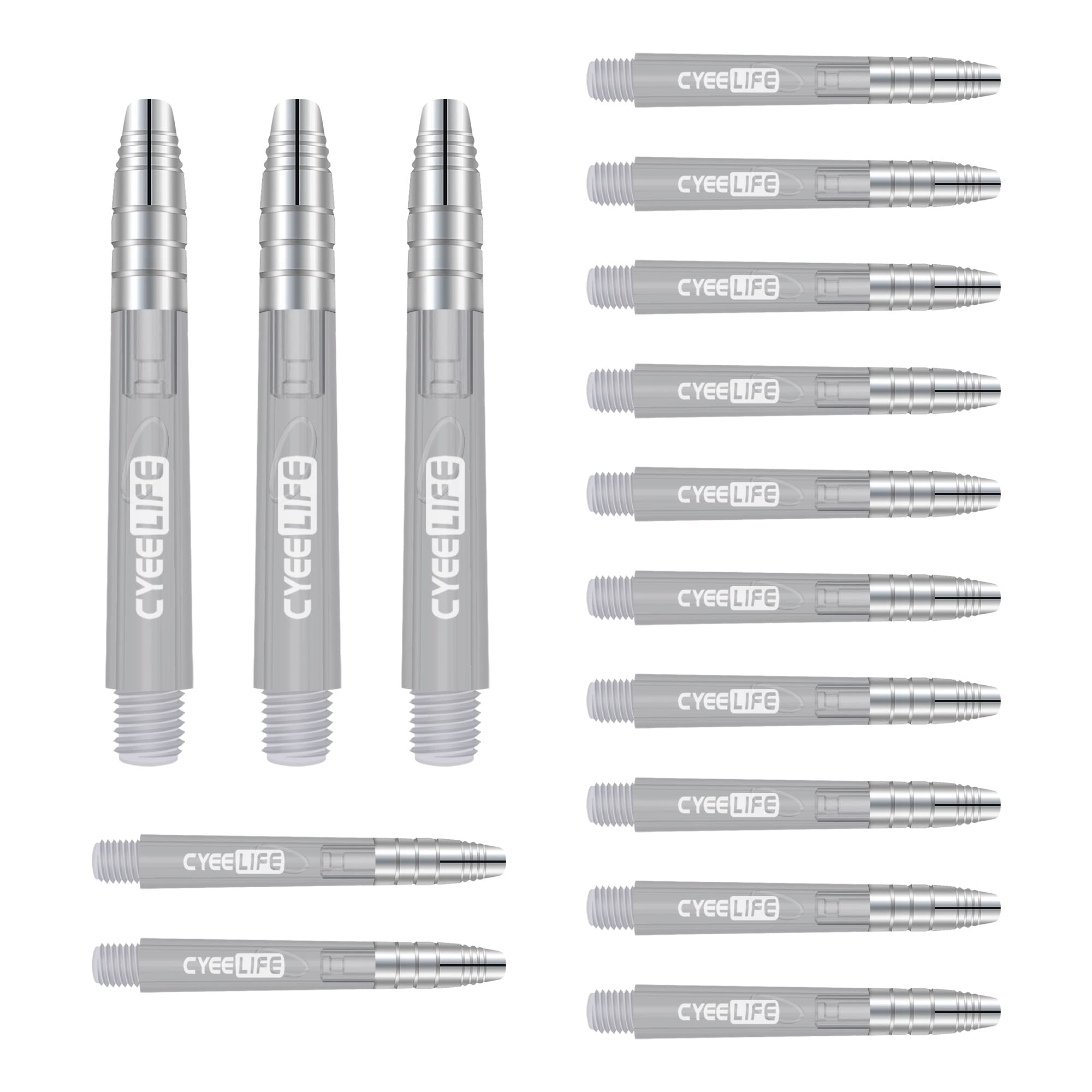 CyeeLife Transparent Alunium-Plastic Dart Shafts 15pcs 35mm Clear
