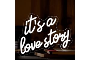 KOMOKERU Valentine's Day It's a Love Story Neon Sign, LED Neon Love Sign Light for Wall Decor, Light Up Sign for Wedding Engagement Bachelorette Party, USB Powered Led Neon Signs for Girls Bedroom Home