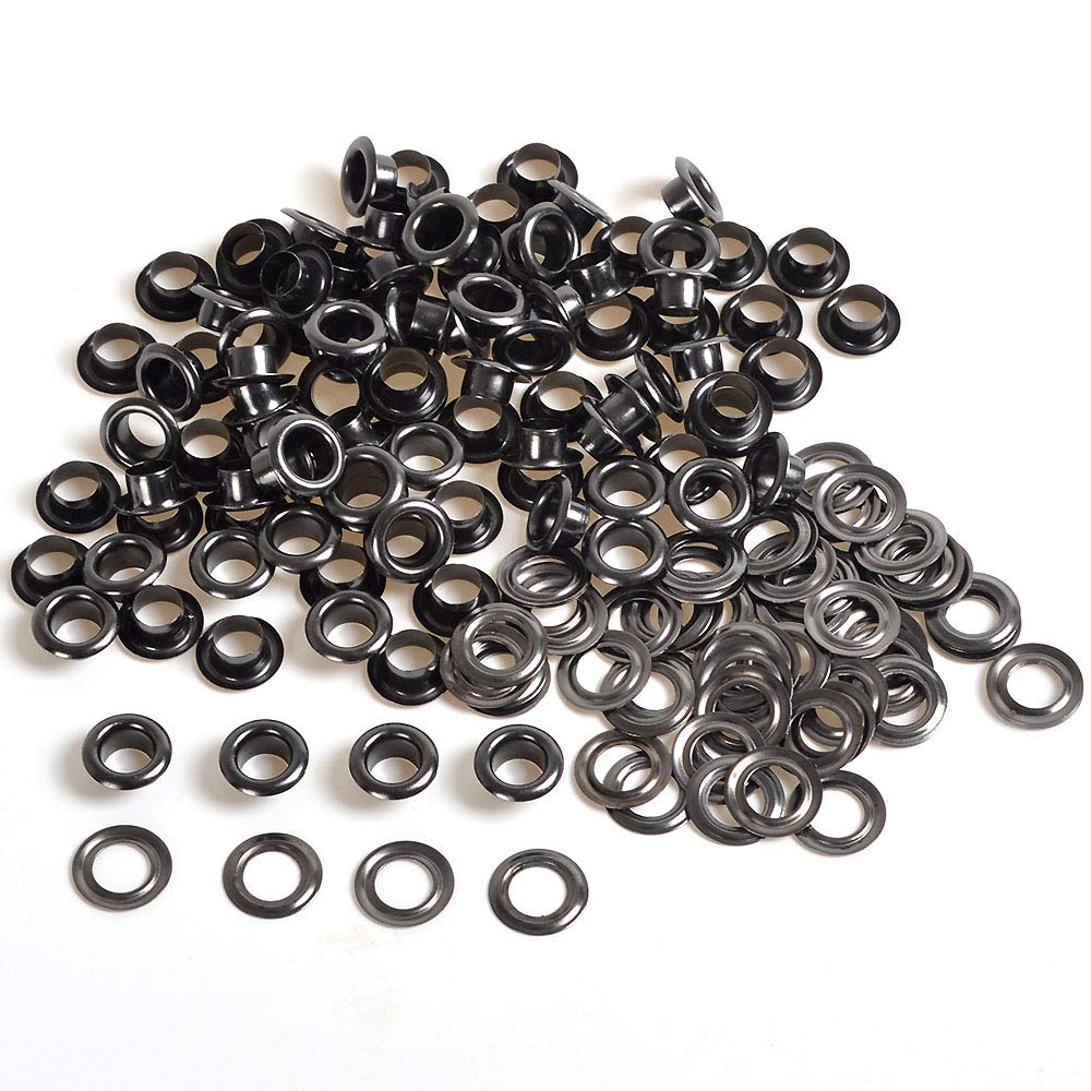 Height Barrel Grommets w/Washer Eyelet Black Gunmetal 10mm Sets 100