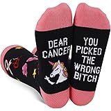 HAPPYPOP Breast Cancer Nurse Off Duty Birthday Teeth Reading Socks for Women, Cancer Survivor Birthday Dentist Lover Gifts