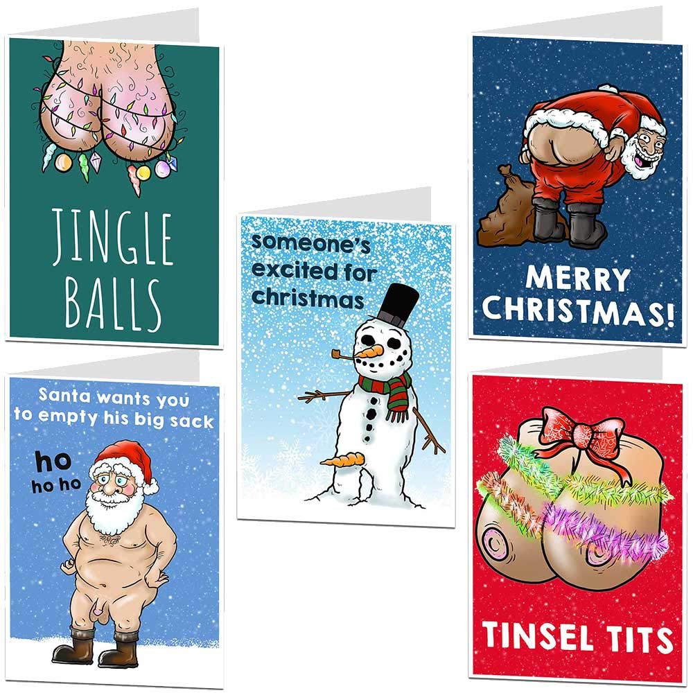 Pack Of 10 Rude Funny Offensive Christmas Card Selection Multipack