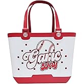 SEM LIFE Rubber Beach Tote Bag, Baseball, Waterproof, Large Capacity, Interior Zippered Pocket, Great for Games, Beach, Pool, Travel, Lake, Tournaments, Baseball Fans, Moms, Gifts