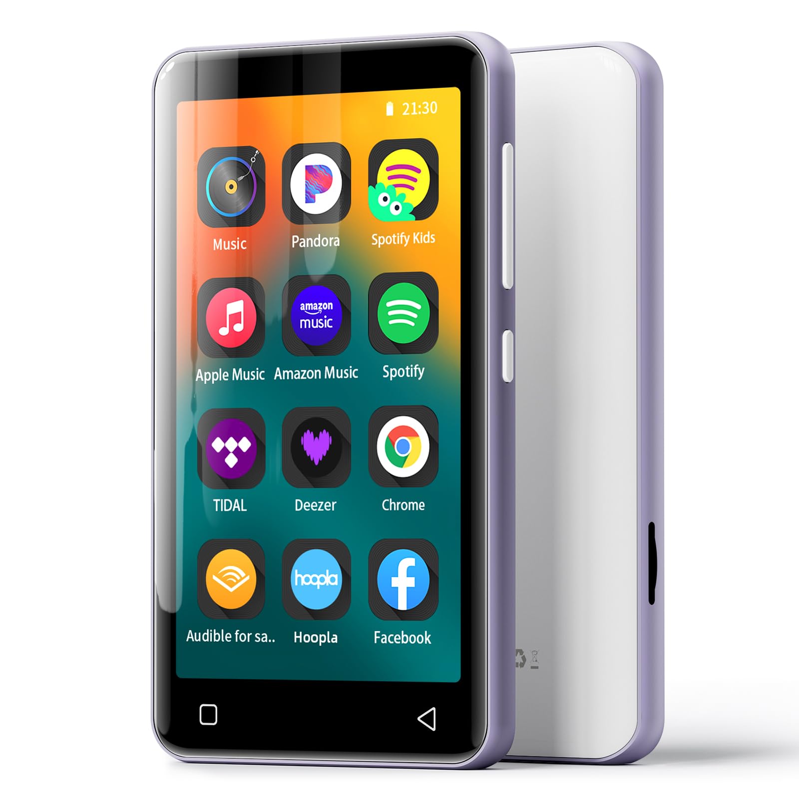 innioasis 80GB MP3 Player with Bluetooth and wifi, MP3 Player for Kids with Spotify, Spotify Kids, Pandora, Audible, 4.0" Touch Screen Music Player with Parental Controls, Up to 1TB (White+ Purple)