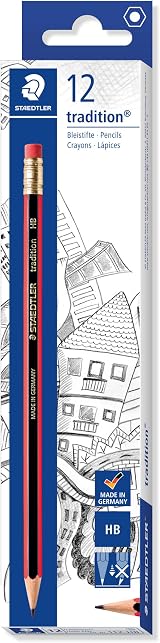 Staedtler 112 HB Tradition Graphite Pencil with Eraser Tip Box of 12