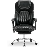 MALOL 300 lbs Big and Tall Massage Office Chair, Black | Leather Desk Chair with Heat and Footrest , Executive Computer Chair with Side Pocket- 3-Level 65&deg;C Targeted Heating