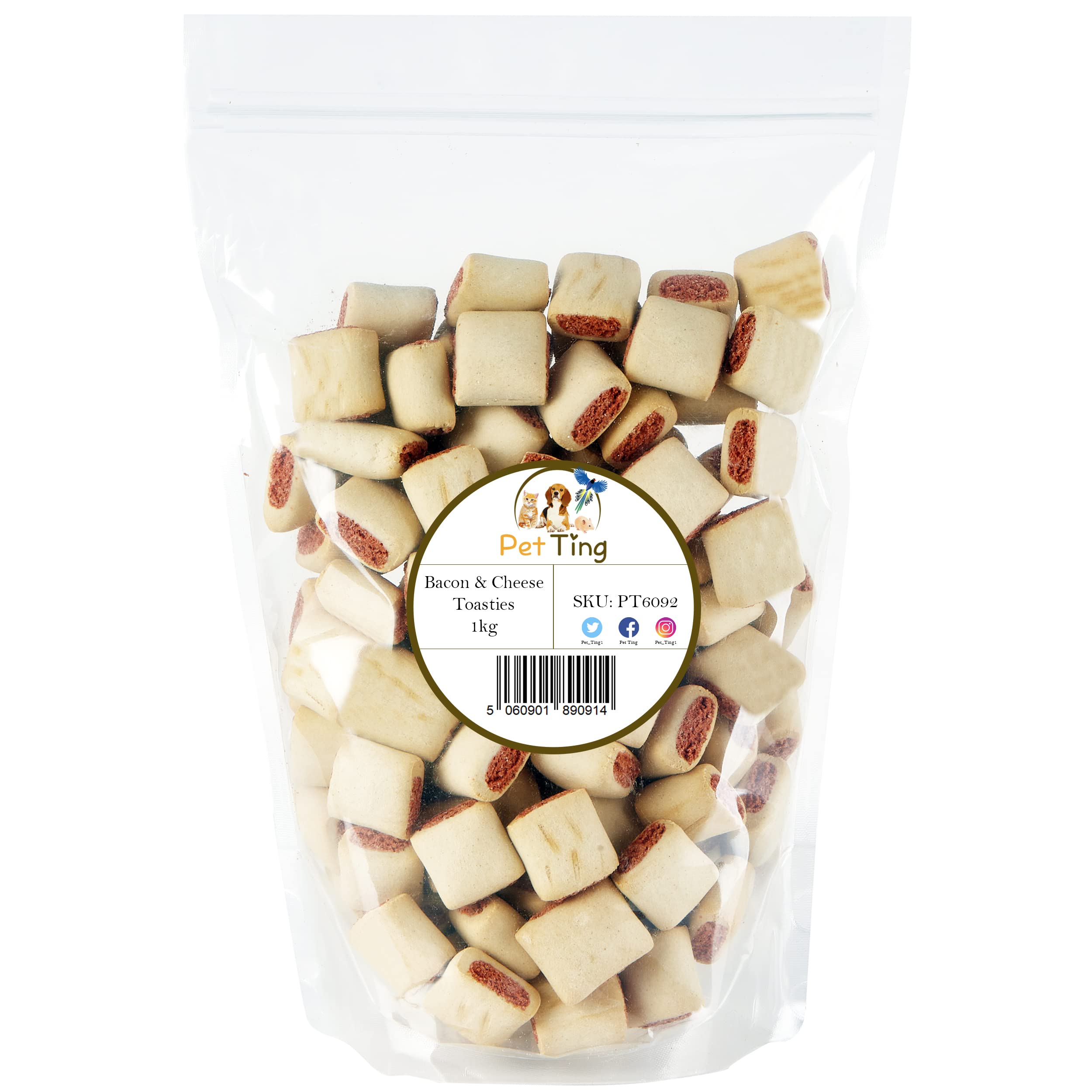 Premium Bacon & Cheese Dog Biscuits 1kg (Bacon & Cheese Toasties)