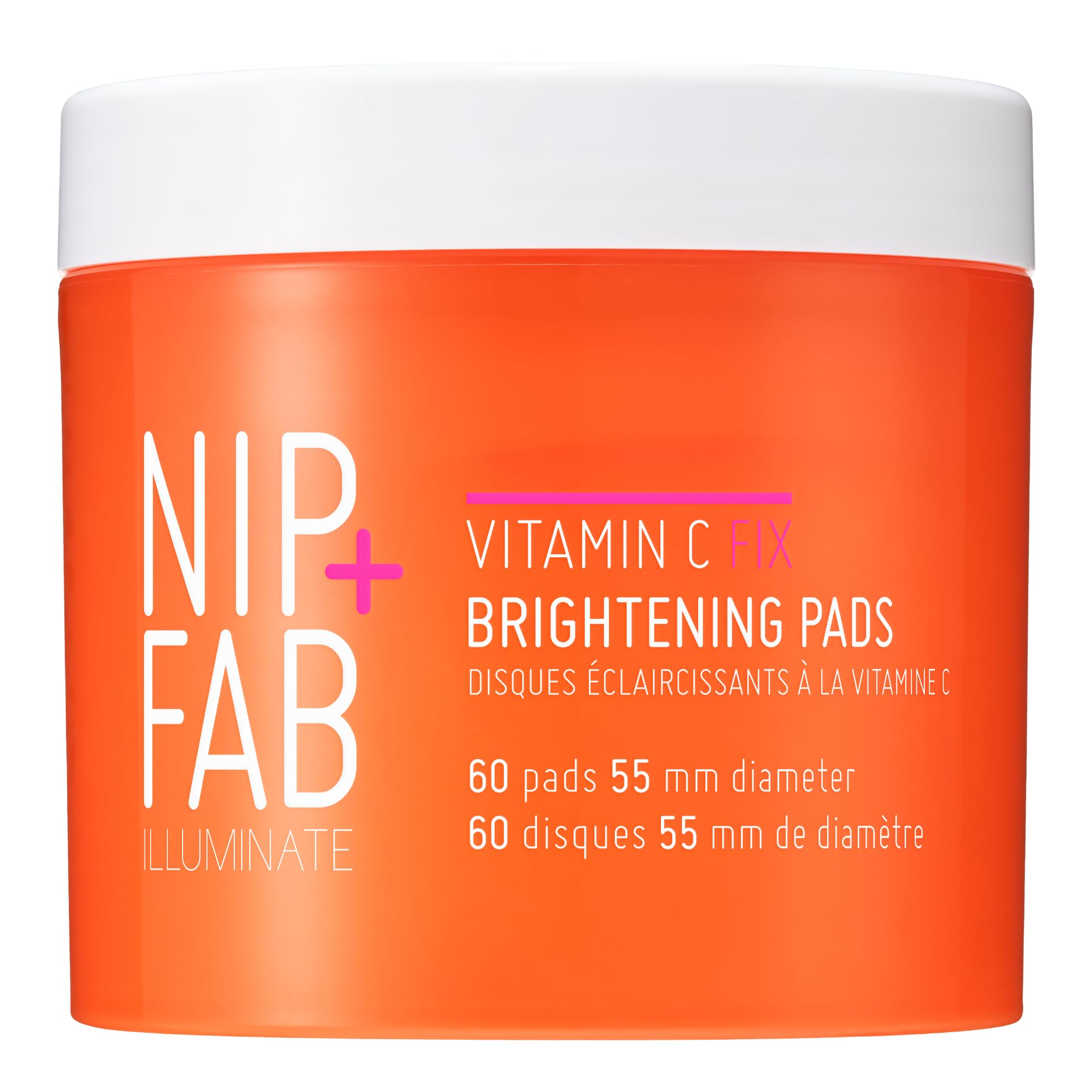 Nip + Fab Vitamin C Fix Brightening Pads for Face, Facial Pad with Anti-Aging Pomegranate and Coffee Seed Extract to Brighten Even Tone Skin, 60 Pads