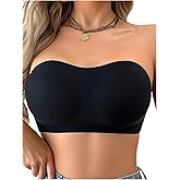 OYOANGLE Women's Criss Cross Strapless Bra Non Slip Padded Tube Top Bras Comfortable Bralettes