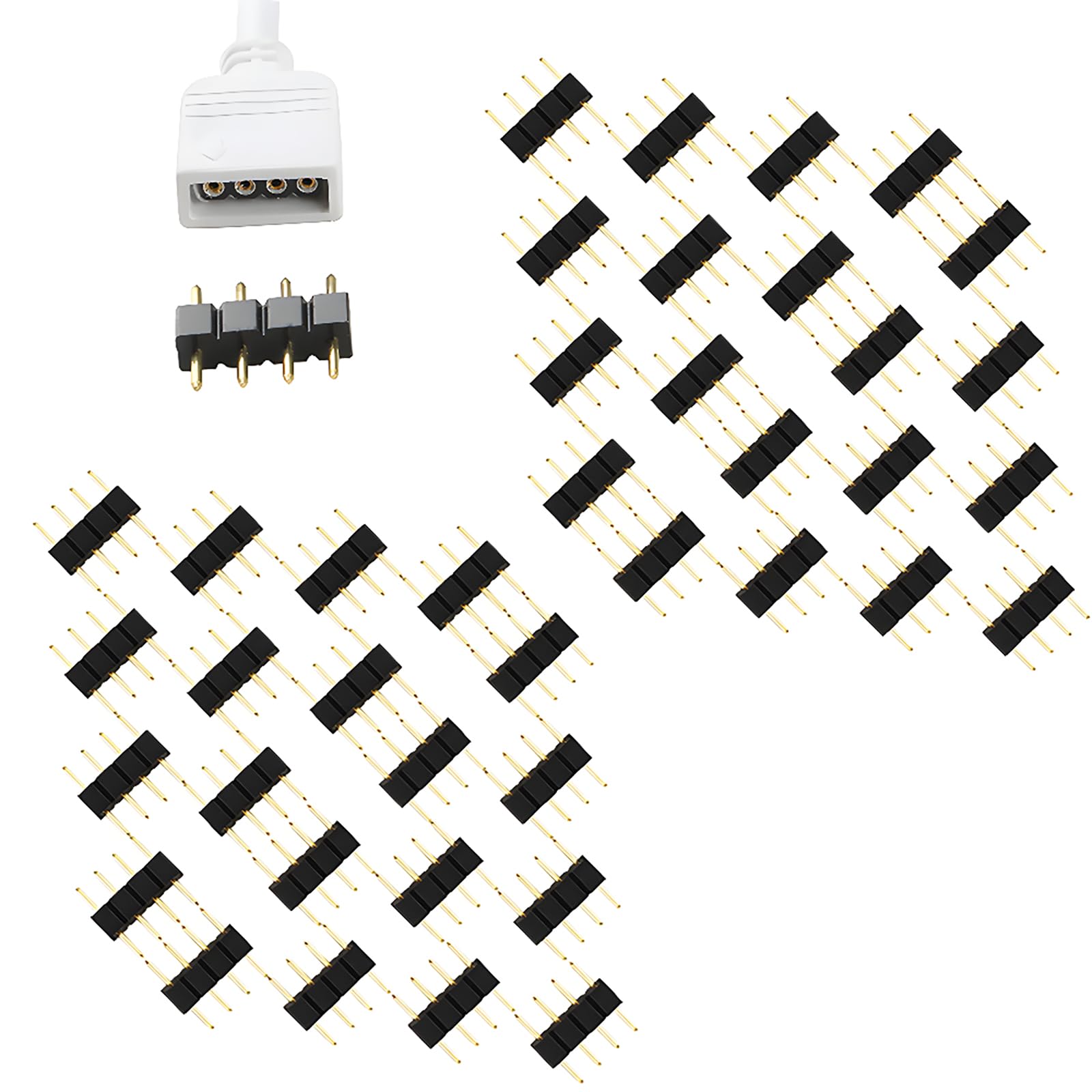 CESFONJER 4-Pin Male Plug Connector Adapter for RGB 3528 5050 LED Strip Light (40 pcs)