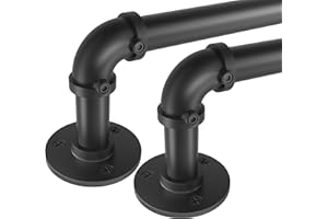 HIGSWOR Industrial Curtain Rods for Windows 66 to 120, Outdoor Blackout Curtain Rod Set of 2,Wrap Around Heavy Duty Curtain Rods 2 Pack, 1 Inch Drapery Rods, Rustic Pipe Adjustable Curtain Rod 66-120",Black