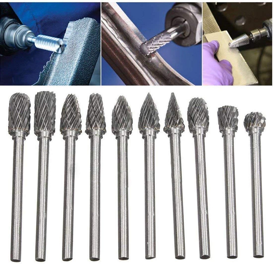 10PCS Rotary Burr Set Tungsten Carbide Carving Tool Steel Solid Twist Drill Bit Grinding Head for Tools DIY Woodworking, Engraving, Drilling, Metal Polishing - Image 5