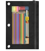 Estuches Para Lápices De 3 Anillas - Pack De 6 - Colores Varios - Con Cremallera Y Ventana