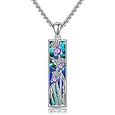 HKPATOP Sterling Silver Bar Pendant Necklace Messianic Seal Mezuzah/Celtic Knot/Mountain/Thistle/Tulip Jewelry Gifts for Women Men