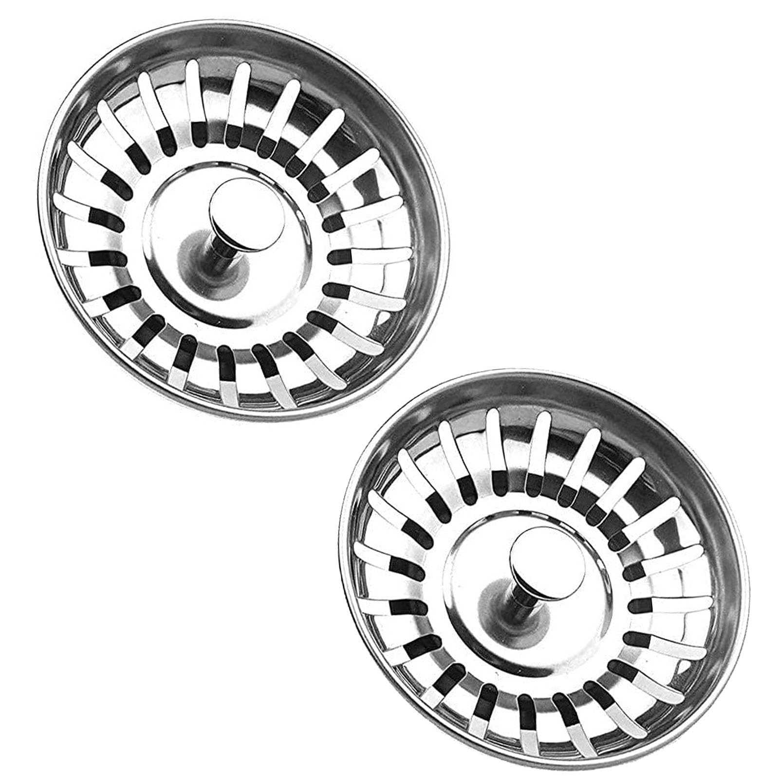 2Pcs Waterproof Stainless Steel Sink Drainer Plug Durable Kitchen Sink Plug Strainer Anti-corrosion Kitchen Sink Plug Strainer for Kitchen Bathroom