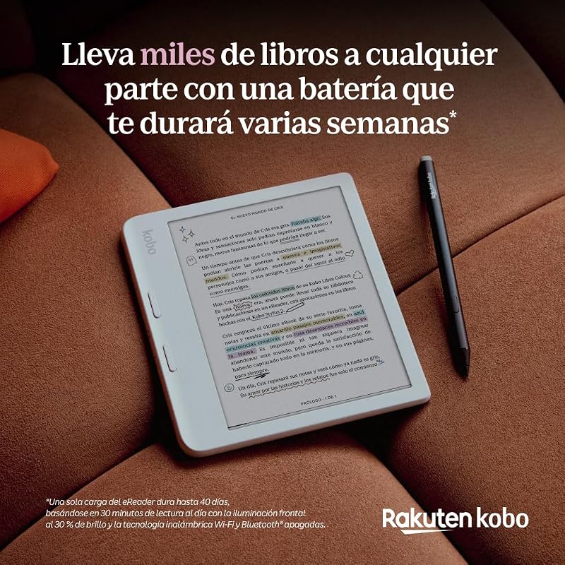 Libra Colour eReader | Pantalla E Ink Kaleido™ 3 de 7" | Temperatura del Color y Brillo Ajustables | Reducción luz Azul | eBooks y AudioBooks | Memoría 32 GB | Resistente al Agua | Negro