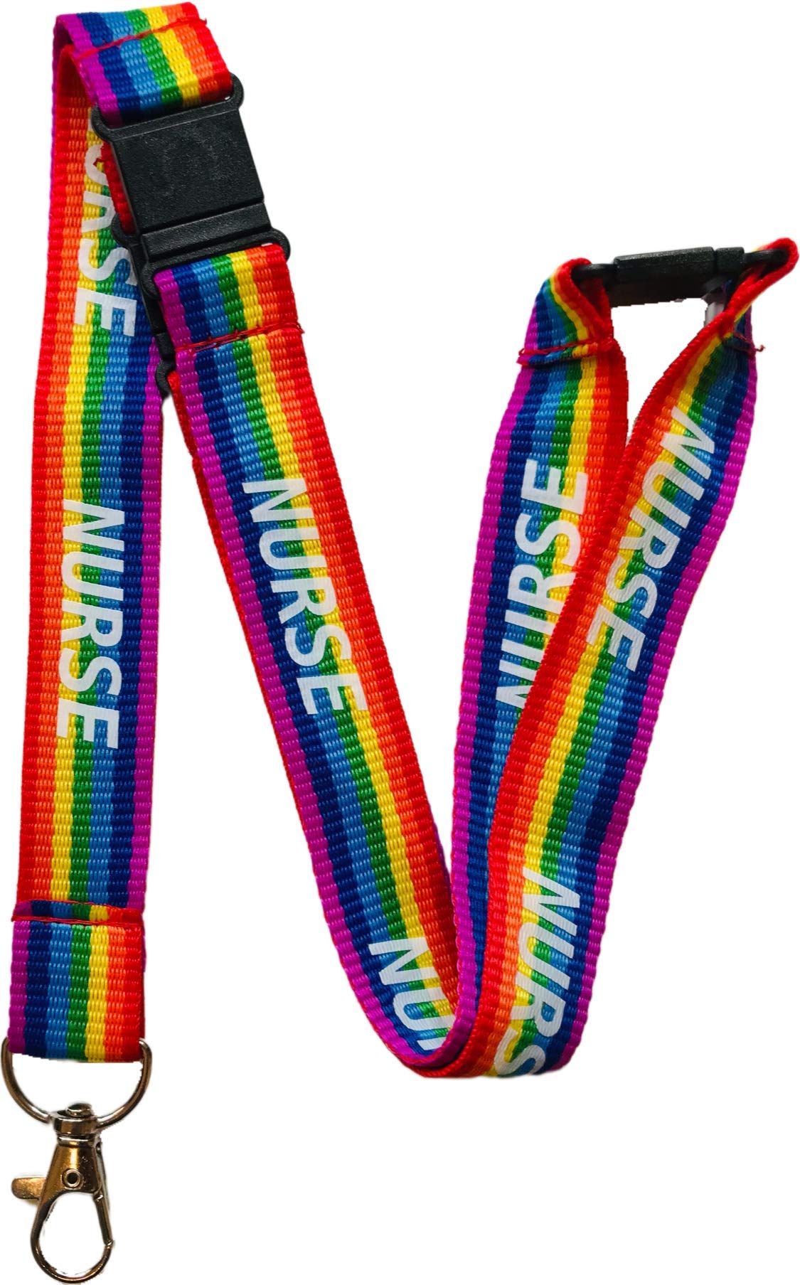 20mm Rainbow Nurse Lanyard with Triple (3 Point) Safety Breakaway