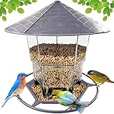 WLLKOO Bird Feeders for Outside, Adjustable Feeder with Sturdy Wire and Roof, Plastic Birds Feeder for Garden, Backyard, Terrace