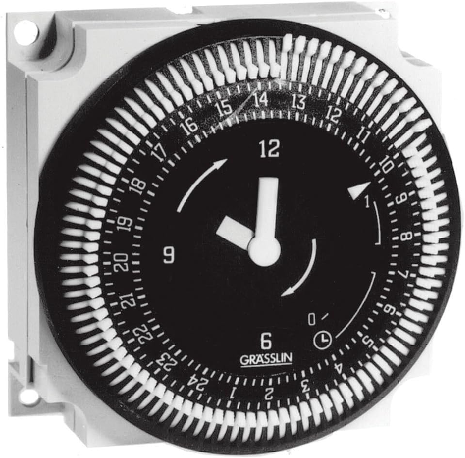 Grasslin by Intermatic FM1QWUZH-BW-24U 7-Day 21A, SPDT Electromechanical Timer Module with Manual Override Switch and Battery Backup