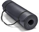 Lions Yoga Mat Thick 10mm 183x60cm Non Slip NBR Carry Strap Black