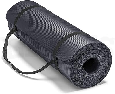 Lions Yoga Mat Thick 10mm 183x60cm Non Slip NBR Carry Strap Black