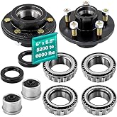 JADODE Trailer Idler Hub Kits 6 on 5.5" for 6000 lbs Axle 25580/15123 Bearings 6 Lug Bolt with 1/2"-20 Thread Trailer Wheel Hub Kits,2pcs