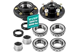 JADODE 2pc Trailer Idler Hub Kits 6 on 5.5" for 6000 lbs Axle 25580/15123 Bearings 6 Lug Bolt with 1/2"-20 Thread Trailer Wheel Hub Kits