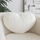 Heart Pillow, Soft Heart Shaped Pillow with Room Decorative Throw Pillows for Bed Couch Chair Sofa, Heart Shaped Cute Throw Pillow Cushion for Bedroom Living Room (Ivory White, Mini 12.9" x 9.8")
