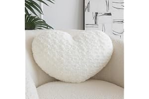 ZCNYCLAM Heart Pillow, Soft Heart Shaped Pillow with Room Decorative Throw Pillows for Bed Couch Chair Sofa, Heart Shaped Cute Throw Pillow Cushion for Bedroom Living Room (Ivory White, Mini 12.9" x 9.8")