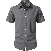 JEMITOP Mens Casual Stretch Wrinkle-Free Textured Shirt | Lightweight, Short Sleeve, Button Down Up, Vacation, Beach, Casual, Summer