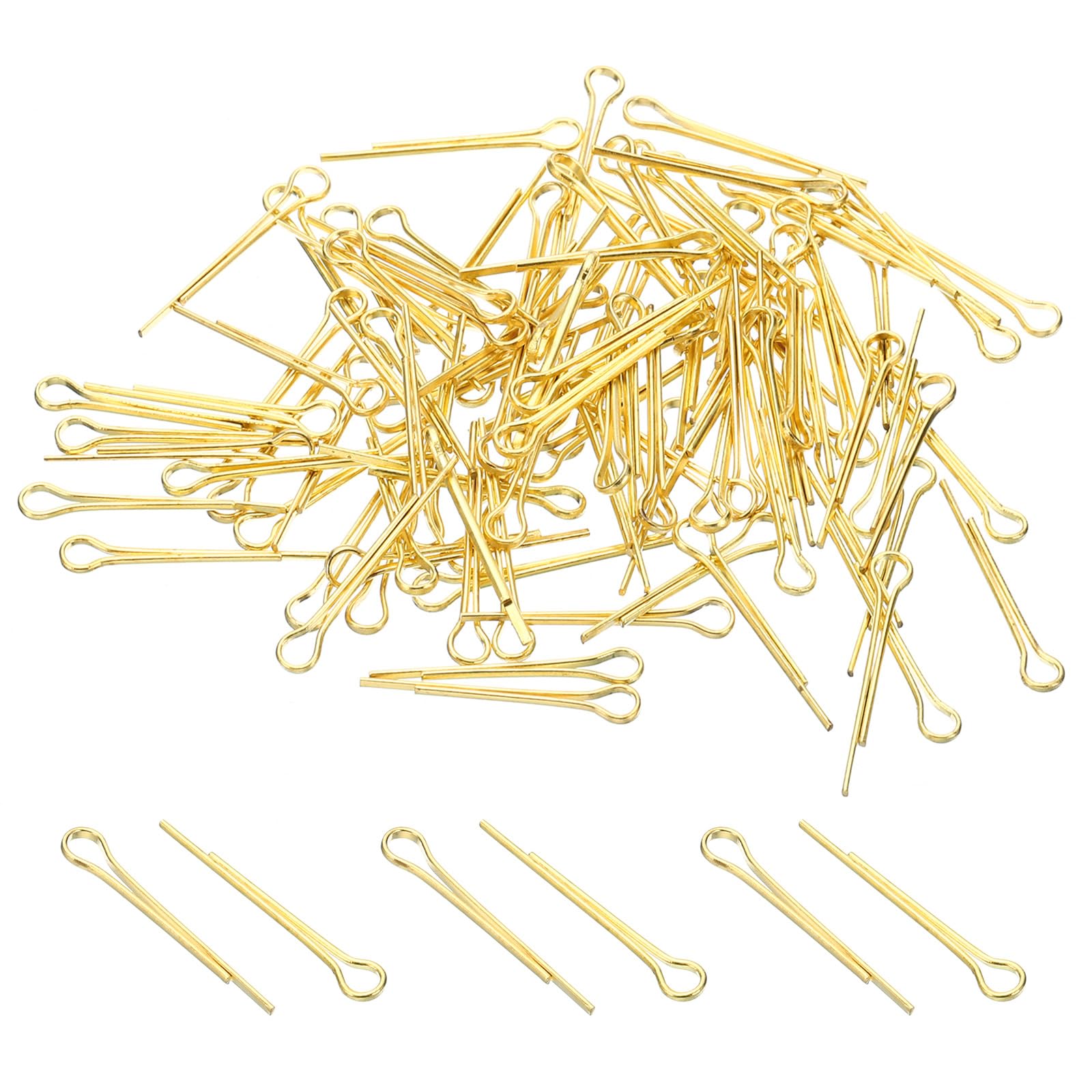 PATIKIL 1.2x18mm Copper Cotter Pins, 200Pcs Split Pin Fastener Clips for Fastening Crystals Parts, Chandelier Replacements, Gold