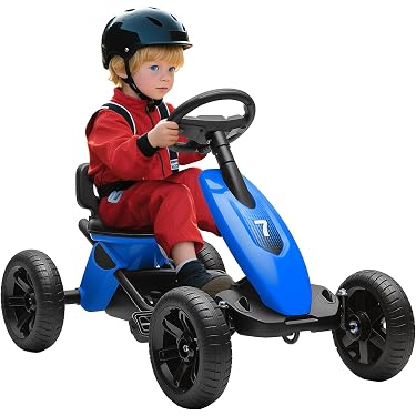 HOMCOM Karting à Pédales Enfant/Vélo et Véhicule pour Enfant Embrayage Siège Ajustable Roues EVA Châssis Acier Rouge et Noir