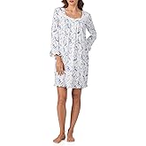 Eileen West Sleepwear & Loungewear for Women - Cotton Pointelle Knit Collection - Lightweight Long Sleeve Short Nightgown