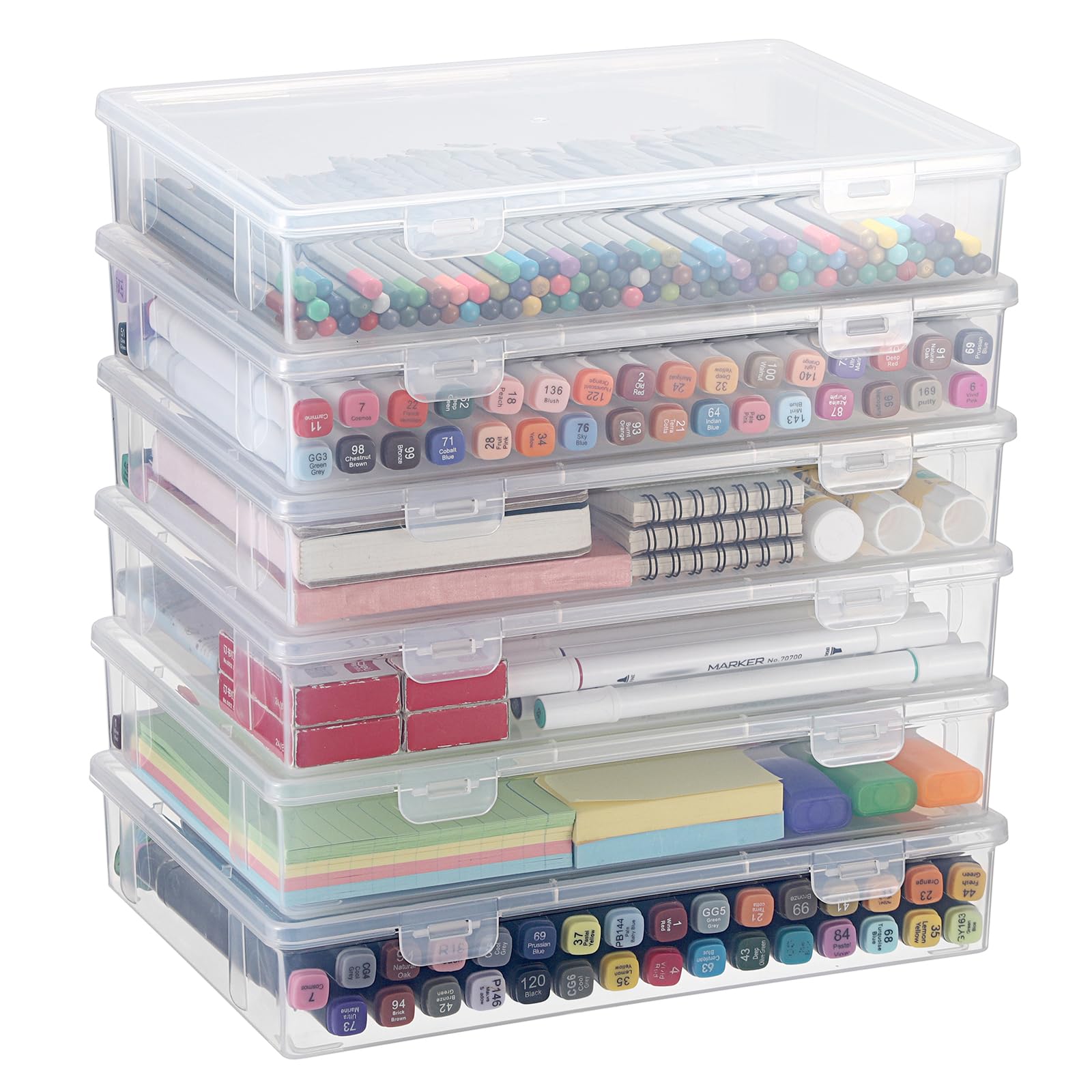 BTSKY Clear Plastic Storage Box with Flap