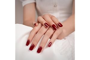 DANNI & TONI Semi-Cured Gel Nail Strips, Sultry Cinders, Deep Red, 28 Stickers