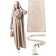 ihvan online Muslim Dresses for Women, One-Piece Prayer Dress & Prayer Rug & Beads, Islamic Gift Set for Eid Ramadan