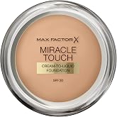 Max Factor Miracle Touch Foundation, New and Improved Formula, SPF 30 and Hyaluronic Acid, 60 Sand