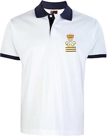 Polo Blanco Cuello Azul Capitán de Yate: Amazon.es: Ropa y accesorios