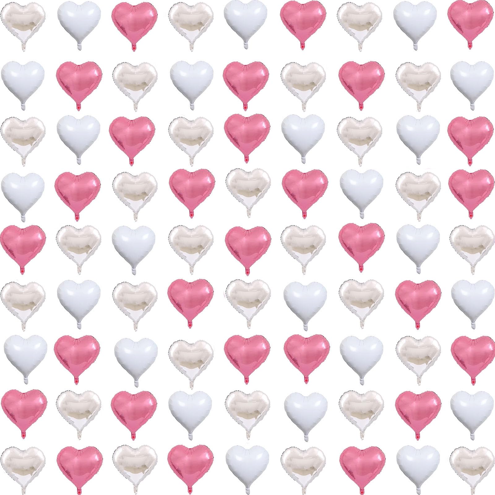 View 1 of 80Pcs 5inch Mini Heart Foil Balloons Silver White Pink Heart Balloons for Valentines Day Graduation Wedding Bridal Shower Anniversary Engagement Marriage Party Decorations Supplies.?cannot float?
