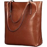 Kattee Vintage Genuine Leather Tote Shoulder Handbag for Woman with Adjustable Handles