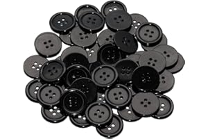 Lilaly 50 PCS 3/4 inch Resin Buttons for Crafts, 4 Holes Black Buttons, for Sewing, DIY, Crafts Scrapbooking (Black)