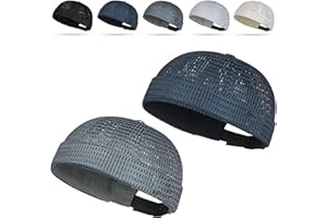 2 Pack Men's Breathable Brimless Hat Summer Style Mesh Tang, Adjustable Cap Docker Beanie, Breathable Mesh Cap