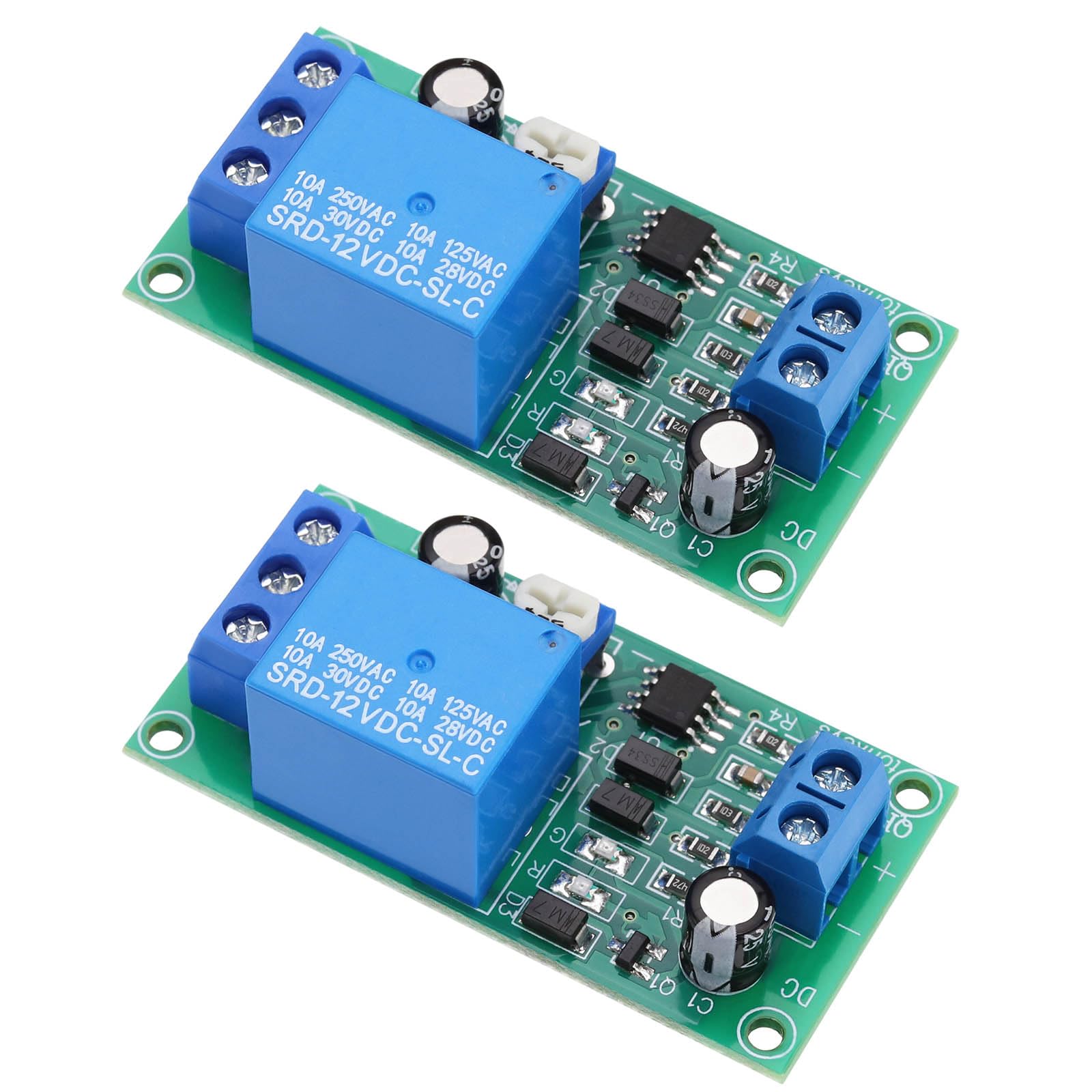Create idea 2PCS DC 12V Time Delay Relay Module 55x28x18.4mm 0~60 Seconds Adjustable Time Delay Timer Relay Delay Controller Board for Home Automotive Electronics