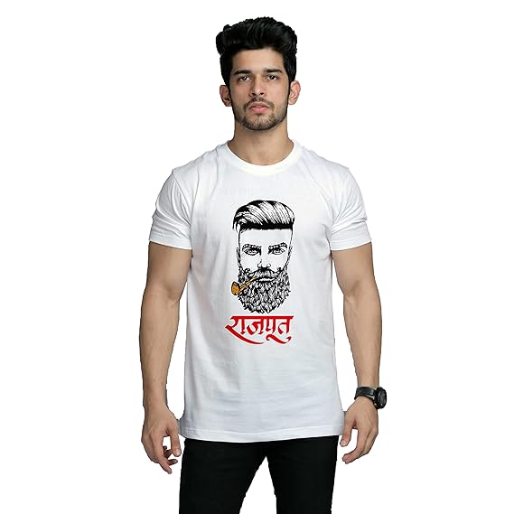 Buy Dazeel Men's Rajput Polyster Printed Round Neck Tshirt White at Amazon.in
