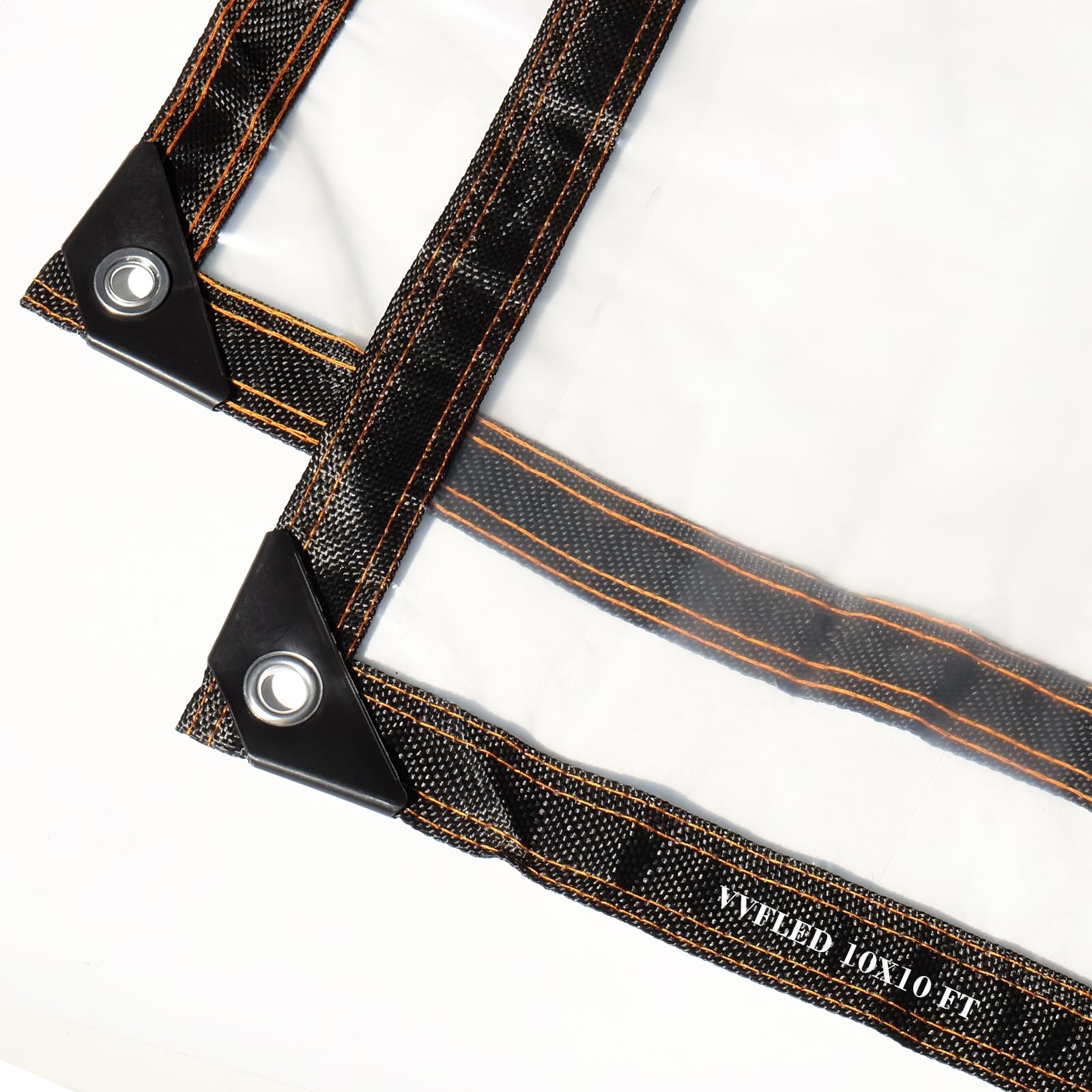 VVLED 3Mx3M Clear Tarpaulin Waterproof Cover, Heavy Duty 10 Mil Transparent Tarpaulin Sheet with Grommets Every 50 Cm, Clear Plastic Sheet for Garden Outdoor Furniture Camping Caravan Canvas