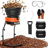 MAXLANDER Electric Leaf Mulcher/Shredder, 15 Amp 8400 RPM, 18:1 Ratio, Adjustable Dial, with Goggles, Leaf Scoops/Gloves, 20 